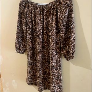 Aritzia / Wilfred XXS off shoulder long sleeve leopard print dress. Fits big.